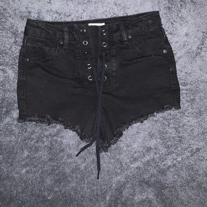 black jean shorts